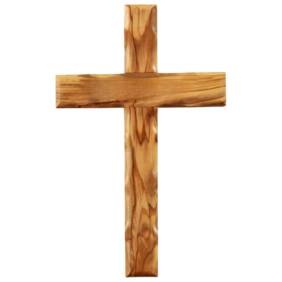 Kassis Geschenkartikel Olivenholz Kreuz schlicht zum Aufhängen Wandkreuz Deko Geschenk zur Firmung Geburt Kommunion Taufe (Ohne Gravur, 20 cm)