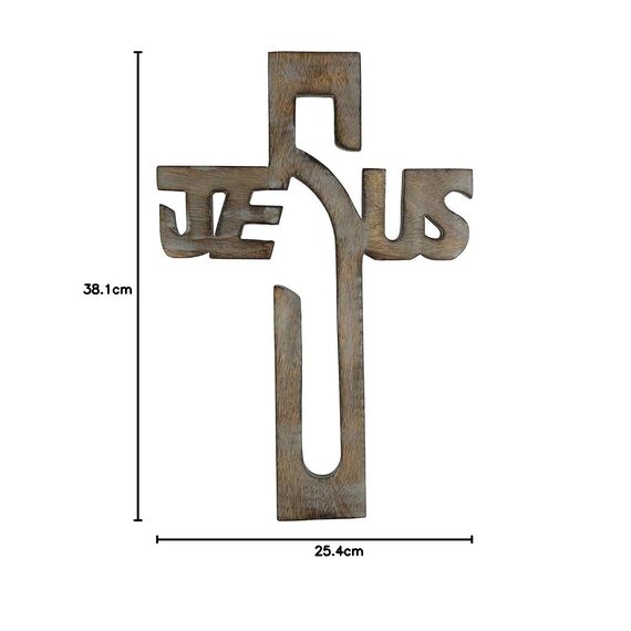 Ajuny Jesus Holz Wandkreuz Keltisches Handgeschnitzte religiöse Wanddeko, christliche Wohnkultur, Kruzifix Kreuz zum Aufhängen, Geschenk zur Taufe & Kommunion 15x10 Zoll (38x25 cm)