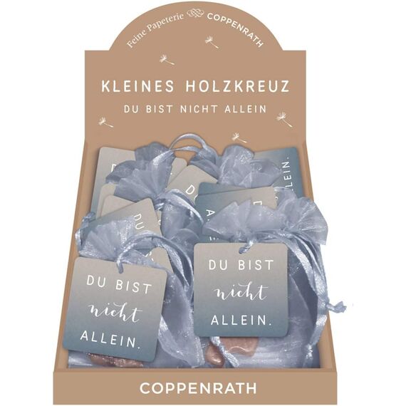 Holzkreuz - Du bist nicht allein: Kleines Holzkreuz im Beutel