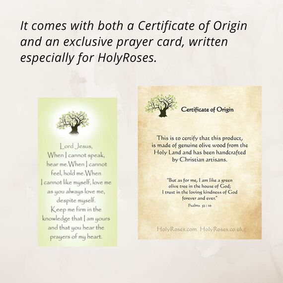 HolyRoses Christliches Wandkreuz aus Olivenholz, handgefertigt in Bethlehem (30,5 cm)