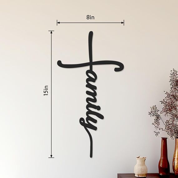 Bnesi Metall-Wandkunst-Schild, 4-teiliges Set: Liebe, Glaube, Familie, Hoffnung, 38,1 x 20,3 cm, wasserdicht, religiöse und spirituelle hängende Kreuz-Wanddekoration für Heimdekoration