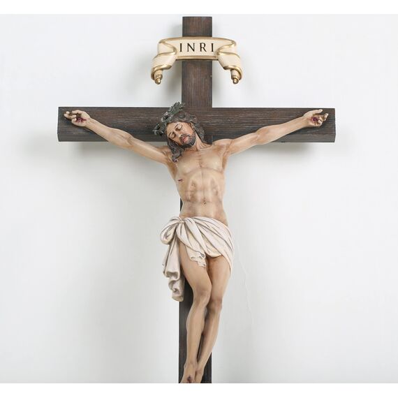 BC Katholisches Kruzifix, Wandkreuz, 40,6 cm, Jesus Christus, Innendekoration, religiöses Sammlerstück, Geschenke, Renaissance-Skulptur, handgefertigt von Buildclassic