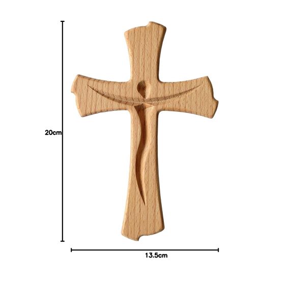 Kaltner Präsente Geschenkidee - Holzkreuz Wand Echtholz Buche Holz Kreuz Kruzifix für die Wand modern (Höhe 20 cm)