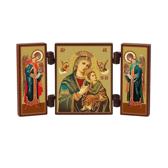 NKlaus - Mutter Von Immerwährenden Hilfe - christliche Ikone Triptychon - Strastnaja Vsepomogajushhaja - reise Altar Holz 36172