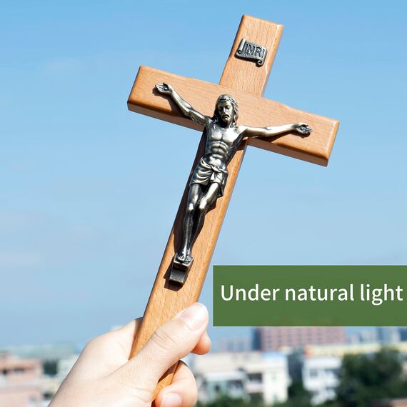 ARCHOBAN 25,4 cm Kruzifix Wandkreuz - Katholisches Holz Jesus Christus Kreuz für Wand oder Gebetsraum, Massivholz Wohnkultur