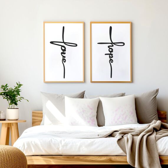 Bnesi Metall-Wandkunst-Schild, 4-teiliges Set: Liebe, Glaube, Familie, Hoffnung, 38,1 x 20,3 cm, wasserdicht, religiöse und spirituelle hängende Kreuz-Wanddekoration für Heimdekoration