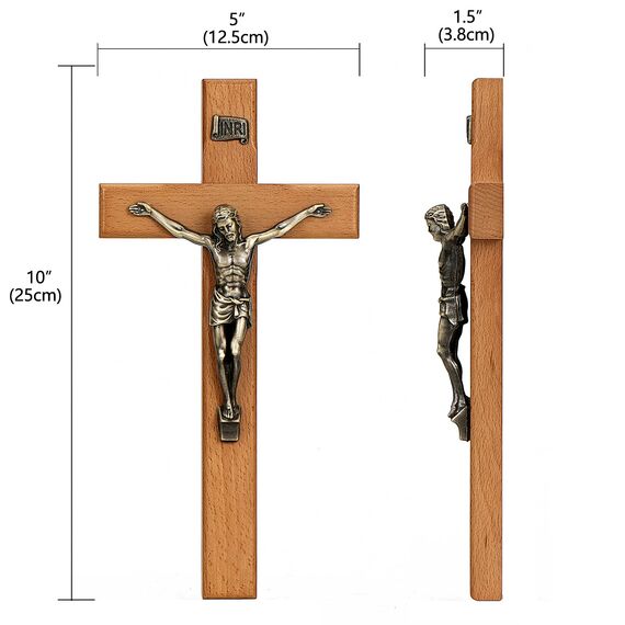 ARCHOBAN 25,4 cm Kruzifix Wandkreuz - Katholisches Holz Jesus Christus Kreuz für Wand oder Gebetsraum, Massivholz Wohnkultur