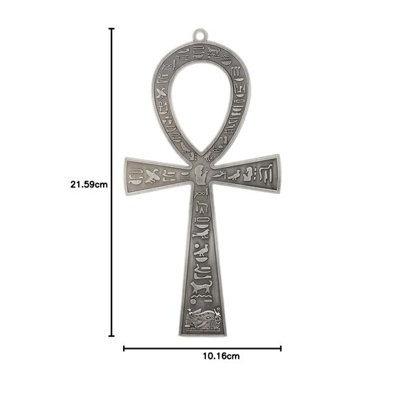 NileCart™ 21,6 cm großes ägyptisches ANKH Kreuz aus Metall, hergestellt in Ägypten (antikes Silber)