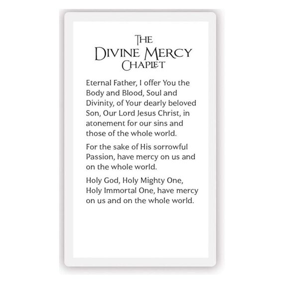 Jesus I Trust in You Divine Mercy Cardstock Laminierter Druck mit Chaplet auf Rückseite, katholische Heilige Gebetskarte, für Sonntagsschule, Kirche und Masse, 5,7 x 9,5 cm, 5 Stück