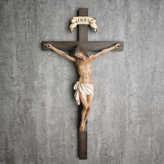BC Katholisches Kruzifix, Wandkreuz, 40,6 cm, Jesus Christus, Innendekoration, religiöses Sammlerstück, Geschenke, Renaissance-Skulptur, handgefertigt von Buildclassic