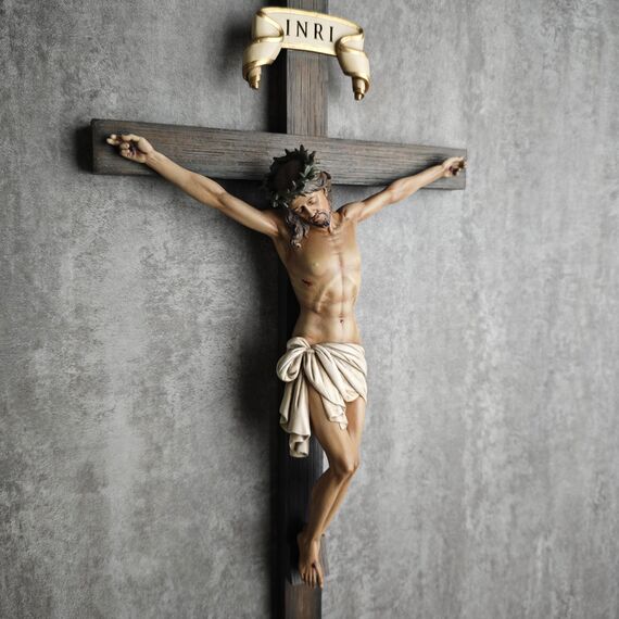 BC Katholisches Kruzifix, Wandkreuz, 40,6 cm, Jesus Christus, Innendekoration, religiöses Sammlerstück, Geschenke, Renaissance-Skulptur, handgefertigt von Buildclassic