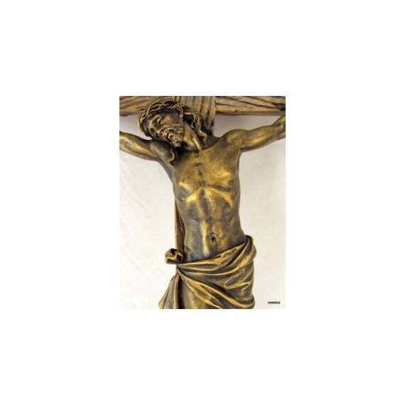 Roman Wandkreuz aus Holz, Bronze, Jesus Christus 62153
