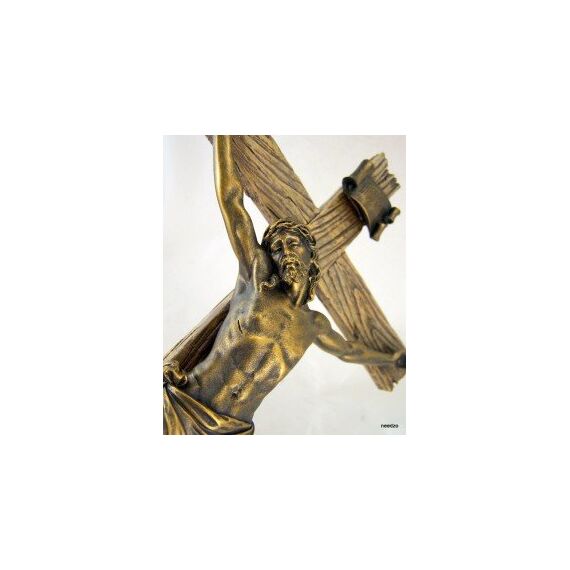 Roman Wandkreuz aus Holz, Bronze, Jesus Christus 62153