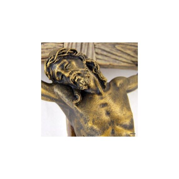 Roman Wandkreuz aus Holz, Bronze, Jesus Christus 62153
