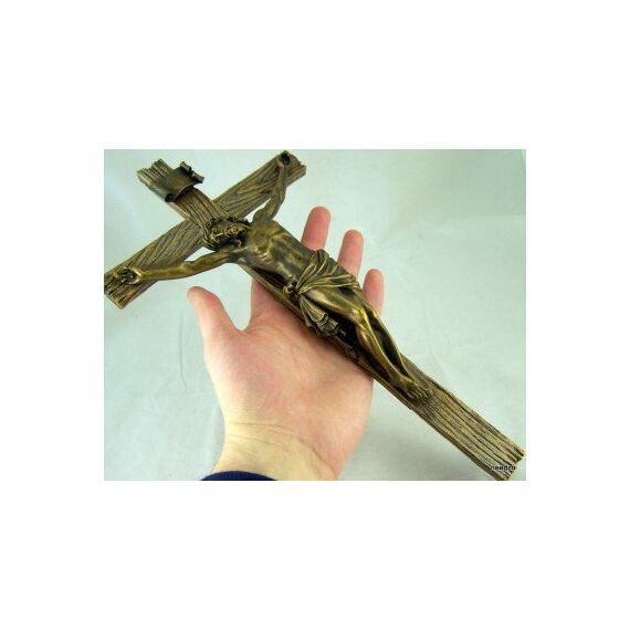 Roman Wandkreuz aus Holz, Bronze, Jesus Christus 62153