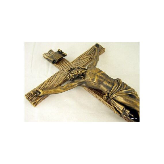 Roman Wandkreuz aus Holz, Bronze, Jesus Christus 62153