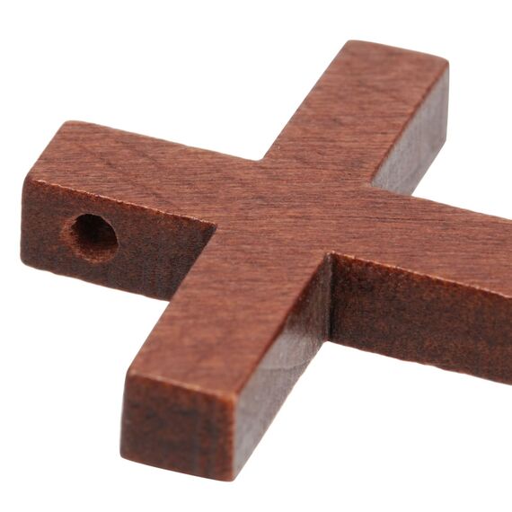 Genie Crafts Kleine Kreuz-Anhänger aus Holz (Set, 50 Stück) – Ideal zum Basteln, als Kettenanhänger, Schlüsselanhänger - Dekoration Zuhause, in Schule und Büro - Braun, 3 x 4,4 cm