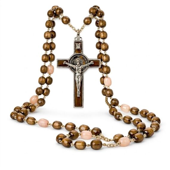 HAMIIS Rosenkranz aus Italien von Papst Franziskus Vatikan Rom Heiliger Vater Medaille Kreuz Heiliger Benedikt Schutzpatron Saint of Students Christian Values