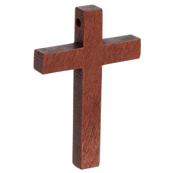 Genie Crafts Kleine Kreuz-Anhänger aus Holz (Set, 50 Stück) – Ideal zum Basteln, als Kettenanhänger, Schlüsselanhänger - Dekoration Zuhause, in Schule und Büro - Braun, 3 x 4,4 cm