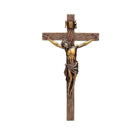 Roman Wandkreuz aus Holz, Bronze, Jesus Christus 62153
