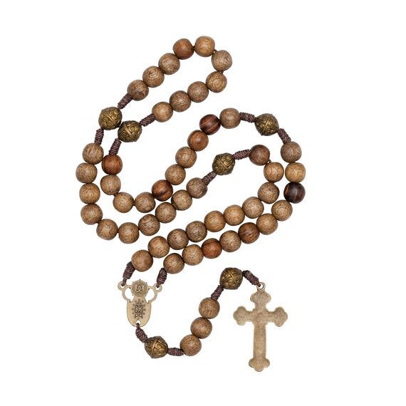 Intercession Handgefertigter Rosenkranz aus massivem Holz "Our Lady – Walnuss)