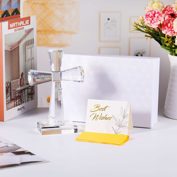 YWHL Handgefertigtes Kristallkreuz stehend, religiöse Geschenke für Frauen und Männer, Glaskreuz, Sammelfiguren für Heimdekoration