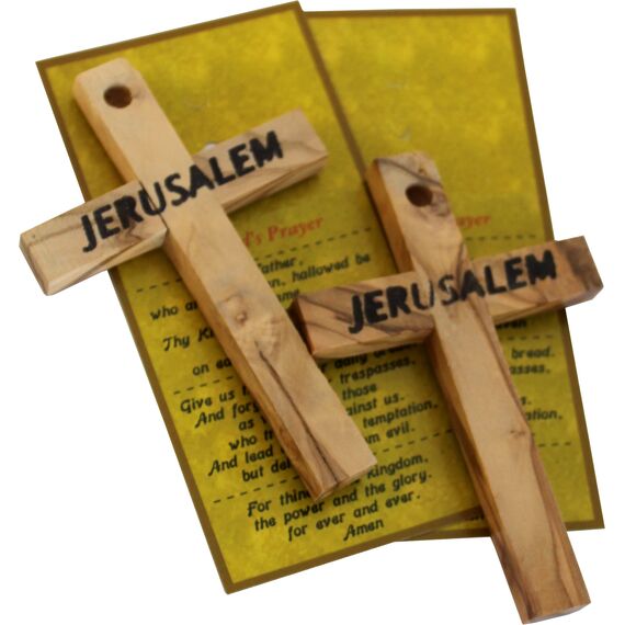 Holy Land Market Olivenholz-Kreuz-Paar – 10,2 cm Wandbehang aus Bethlehem, handgefertigte, religiöse Dekoration