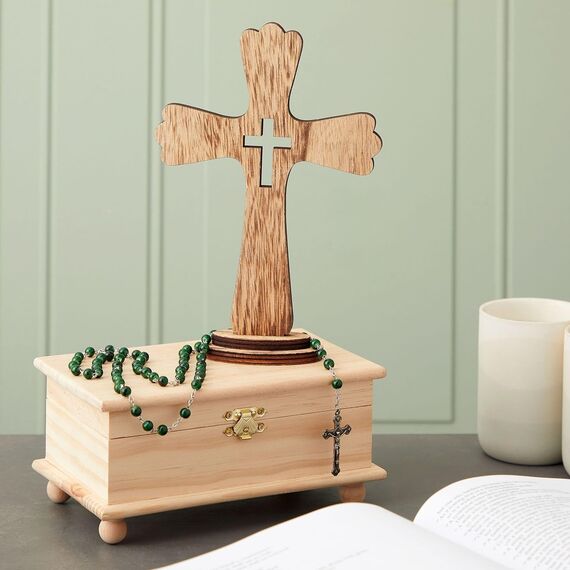 Juvale Holzkreuze zum Aufstellen (3 Stück) - Platanen-Sperrholz - Dekoration für Zuhause, Büro, Wohnzimmer - Braun, 14,5 x 4,5 x 21,6 cm