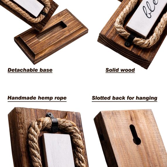 Wandkreuz aus Holz mit Holzsockel, gesegnetes Buchstaben-Design, christliche Kreuze, spirituelles religiöses Kreuz, Weihnachten, Wandbehang, handgefertigtes Holzkreuz, Hanfseil für Kirche, Zuhause,