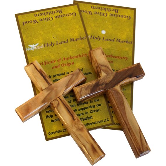 Holy Land Market Olivenholz-Kreuz-Paar – 10,2 cm Wandbehang aus Bethlehem, handgefertigte, religiöse Dekoration