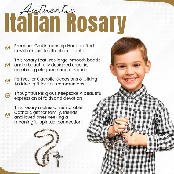 HAMIIS Rosenkranz aus Italien von Papst Franziskus Vatikan Rom Heiliger Vater Medaille Kreuz Heiliger Benedikt Schutzpatron Saint of Students Christian Values