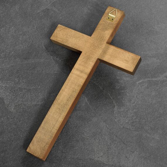 Asterom Handgeschnitztes Kruzifix - Wandkreuz für Heimdekoration, katholisches Holz, 30,5 cm
