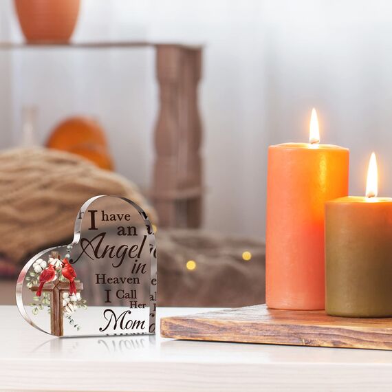 Rotes Gedenk-Kardinal-Geschenk, Trauergeschenk, Vater/Mutter im Himmel, Weihnachten, Geschenk für Weihnachten im Himmel, Gedenkgeschenke (Kreuz)