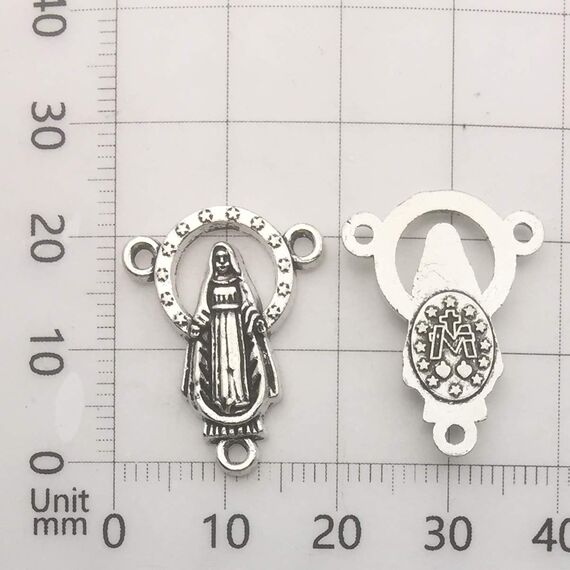 100 g (60 Stück) Antik-Silberkreuz Jesus Maria Our Lady Miraculous Herzstück Kruzifix-Medaillenanhänger zum Basteln, Schmuckherstellung, Zubehör für DIY Rosenkranz, Halskette, Armband (M154)