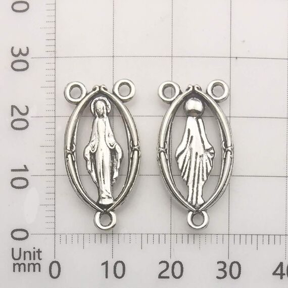 100 g (60 Stück) Antik-Silberkreuz Jesus Maria Our Lady Miraculous Herzstück Kruzifix-Medaillenanhänger zum Basteln, Schmuckherstellung, Zubehör für DIY Rosenkranz, Halskette, Armband (M154)