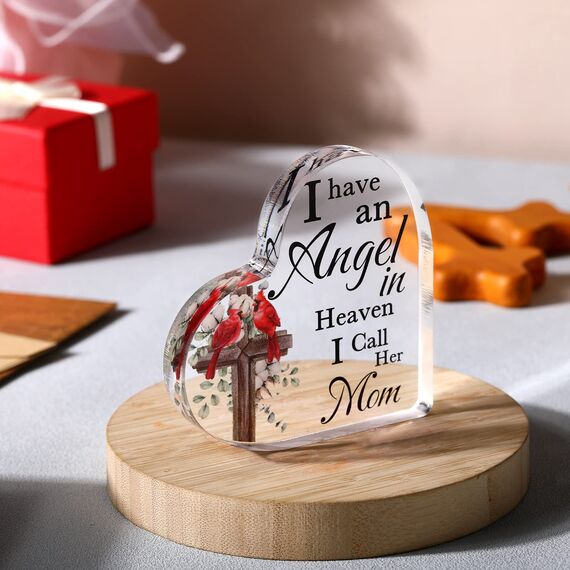 Rotes Gedenk-Kardinal-Geschenk, Trauergeschenk, Vater/Mutter im Himmel, Weihnachten, Geschenk für Weihnachten im Himmel, Gedenkgeschenke (Kreuz)