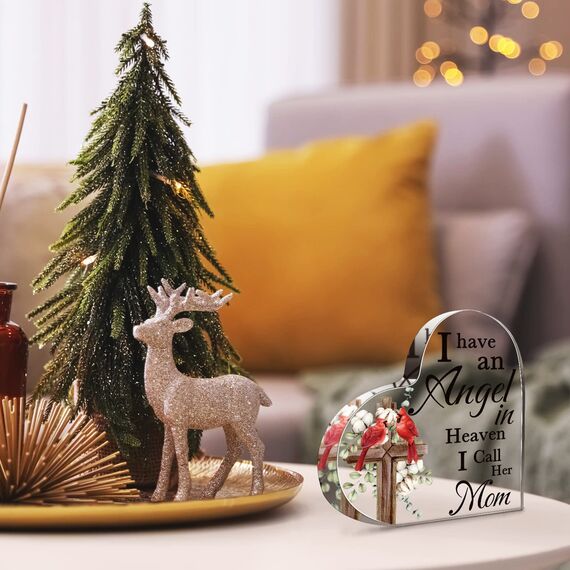 Rotes Gedenk-Kardinal-Geschenk, Trauergeschenk, Vater/Mutter im Himmel, Weihnachten, Geschenk für Weihnachten im Himmel, Gedenkgeschenke (Kreuz)