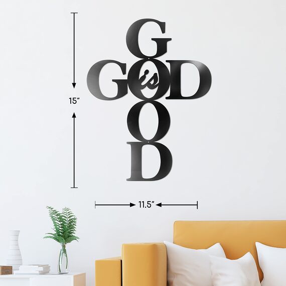 Vivegate God is Good Metal Signs Decor, Black Metal Cross God is Good Sign Wall Decor Religious Kitchen Decor Wall Crosses for Home Decor