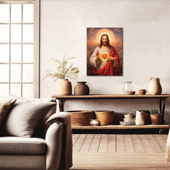 Christliche Wandkunst, Göttliche Barmherzigkeit, Leinwandbilder, Poster, Wanddekoration, Christus, Jesus, Portrait, Heimdekoration für Wohnzimmer, Esszimmer, Gebetszimmer, Dekoration, 61 x 91,4 cm,