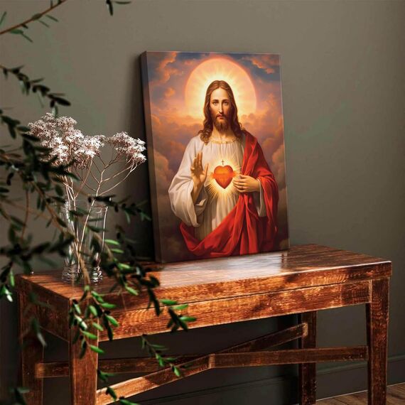 Christliche Wandkunst, Motiv: Jesus, Heiliges Herz, Göttliche Barmherzigkeit, Leinwandbilder, Poster, Wanddekoration, Christus, Jesus, Portrait, Heimdekoration für Wohnzimmer, Esszimmer, Gebetszimmer,