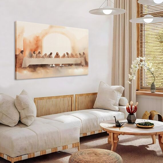 Kunstdruck auf Leinwand, Motiv: Jesus Letztes Abendmahl, Leonardo da Vinci, Bilder, Leinwanddruck, Poster, Wanddekoration, christliche Wandkunst, Heimdekoration für Wohnzimmer, Esszimmer, 30,5 x 40,6