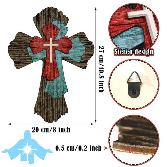 Wandkreuz Bauernhaus Holzkreuz Dekorativ Holz Wandkreuz Hängend Rustikales Holzkreuz Wanddekor Holz Spirituelle Kunst Skulptur für Zuhause Religiöse Innen- und Außenbereich