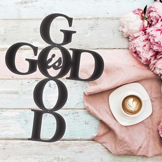 Vivegate God is Good Metal Signs Decor, Black Metal Cross God is Good Sign Wall Decor Religious Kitchen Decor Wall Crosses for Home Decor