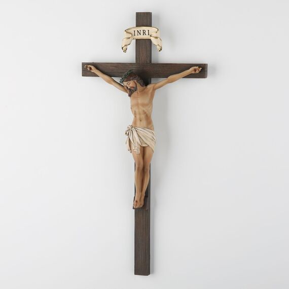 BC Katholisches Kruzifix-Wandkreuz, Jesus Christus, Wanddekoration für Zuhause, Altar, religiöses Geschenk, 25,4 cm hoch, handgefertigte Renaissance-Skulptur von Buildclassic (vollfarbige neue