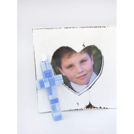 The Grandparent Gift Co. For You Godson Mosaik-Kreuz aus Glas, handgefertigt, Blau