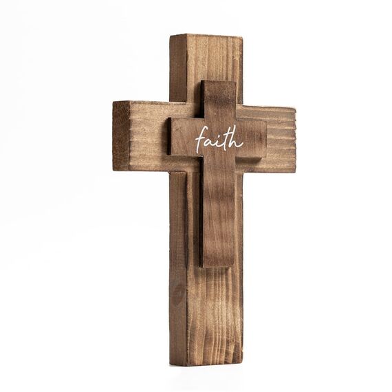 OKSQW Wandkreuz aus Holz für Christen, religiöses spirituelles Kreuz, Geschenke mit Haken zum Aufhängen an der Wand oder am Tisch mit Glauben für Kirche, Zuhause, Dekoration für Weihnachten (5 Farben