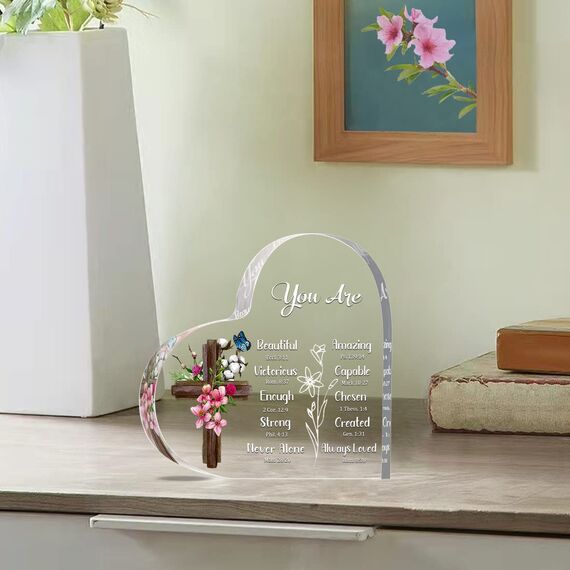 JUNQIU Christliche Geschenke für Frauen, inspirierende Geschenke für Frauen, religiös, Bibelvers und Ermutigung, spirituelle Geschenke, Geschenke für Frauen, Mutter, Freundin, Schwester, Acrylherzen