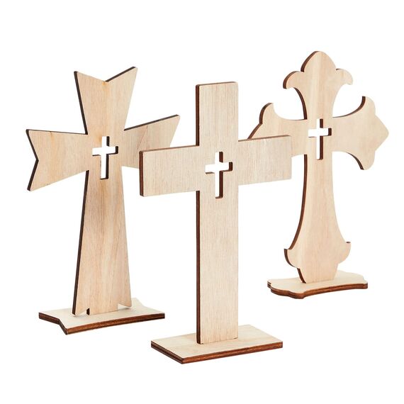 Bright Creations Holzkreuz, stehend, 18 cm, Hellbraun, 12 Stück