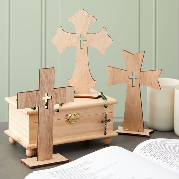 Bright Creations Holzkreuz, stehend, 18 cm, Hellbraun, 12 Stück