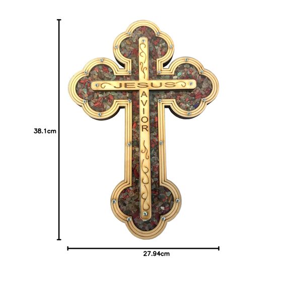 Holy Land Market Jesus-Kreuz gefüllt mit bunten Halbedelsteinen